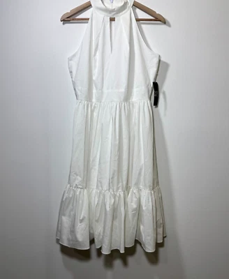 New York & Co White Cotton Sleeveless Lined Midi Dress Size Small Bridal NEW - Image 1 of 4