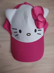 Hello Kitty Face Pink Satin Bow Women's Hat Cap Kawaii Y2K Anime - Picture 1 of 4