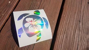 Adesivo vinile tartaruga fiore di ibisco, vita marina, oceano, vacanze, Florida - Foto 1 di 1