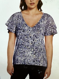 Rafaella Ladies V-Neck Cotton Modal Blend Knit Top Shirt Blouse Sz Small NEW NWT - Picture 1 of 9
