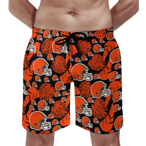 Cleveland Browns Men's Beach Pants Quick Drying Swim Shorts with Mesh Lining Cover