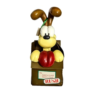 Vintage Garfield Odie regalo di Natale Rush Babbo Natale Polo Nord statuina 7" - Foto 1 di 8