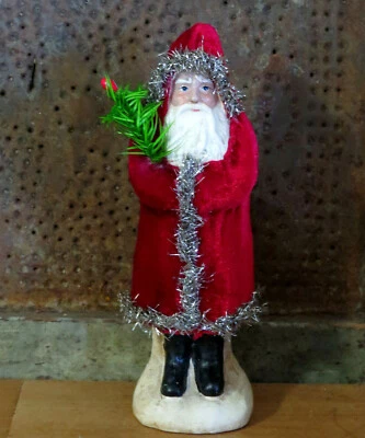 8" DEEP RED VELVET BELSNICKLE ~ Paper Mache Vintage Style GERMAN CHRISTMAS PAST! - Image 1 of 4