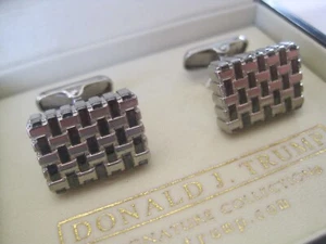 Donald J Trump Signature Collection Rectangular Basket-Weave Cufflinks - Picture 1 of 6