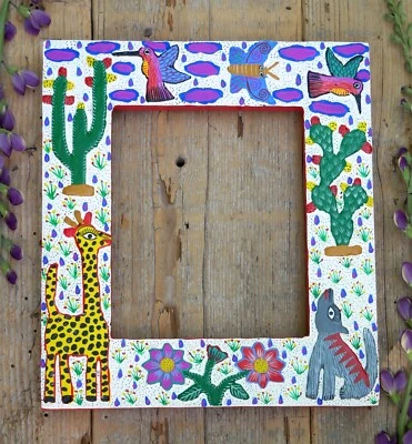 Marco Alebrije Cactus Colibrí Jirafa y Coyote Hecho a Mano Arte Popular Mexicano Foto 1 de 4