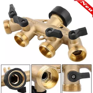 4 Wege 3/4" Wasserverteiler Messing Gartenschlauch Wasserhahn Verteiler Ventil - Bild 1 von 12