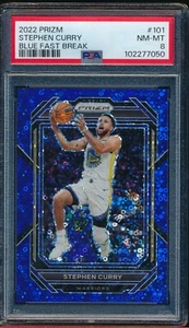 STEPHEN CURRY 2022 PRIZM BLUE FAST BREAK (COLOR MATCH) #D/150 # 101 SP PSA! HOF! - Picture 1 of 2