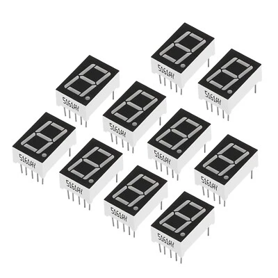 10Pcs Common Cathode 7Segment 10Pin 1Bit 2.1V 0.56" LED Display Yellow - Image 1 of 4