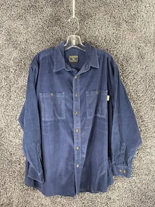 Woolrich Shirt Men's Large Blue Cotton Corduroy Long Sleeve Collared Button-Up - Picture 1 of 13