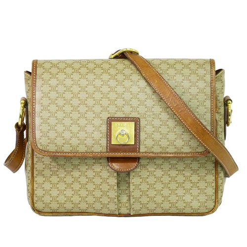 Borsa a tracolla CELINE Macadam in PVC beige oro