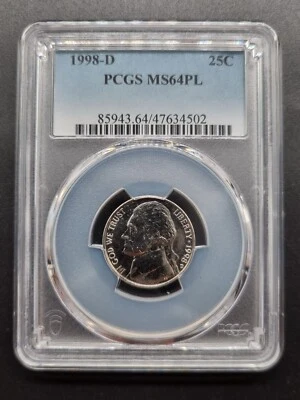 1998 D Jefferson Nickel 5c PCGS MS64PL RARE PROOF - LIKE #64583 - Image 1 of 2