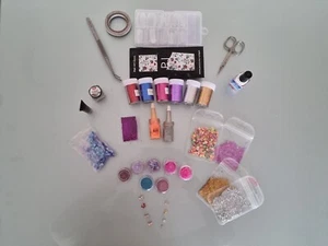 Nail Art Kit Professionale Unghie Gel Acril Tip Glitter Foil Strumenti Gioielli - Foto 1 di 8