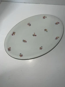 Czechoslovakia China 12.50” Oval Serving Platter Pink Rose Vintage - Picture 1 of 5