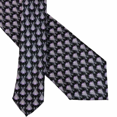 "Corbata de cuello Valentino 100 % seda floral púrpura para hombre HECHA EN ITALIA 3,2"" X 62""" Foto 1 de 4