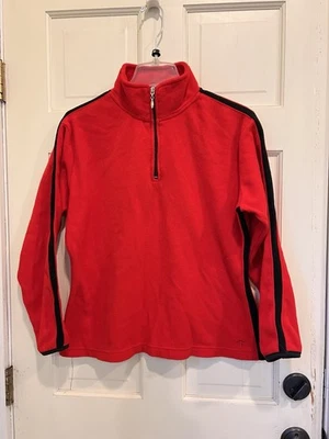 Женский пуловер Columbia средний размер красный черный флисовый четверть квадратного ярда мягкий свитер на молнии - Изображение 1 из 4