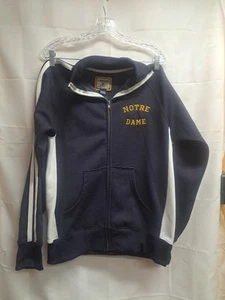 Vintage J. America Notre Dame Full Zip Jacket Navy With White Trim Size Small - Picture 1 of 5