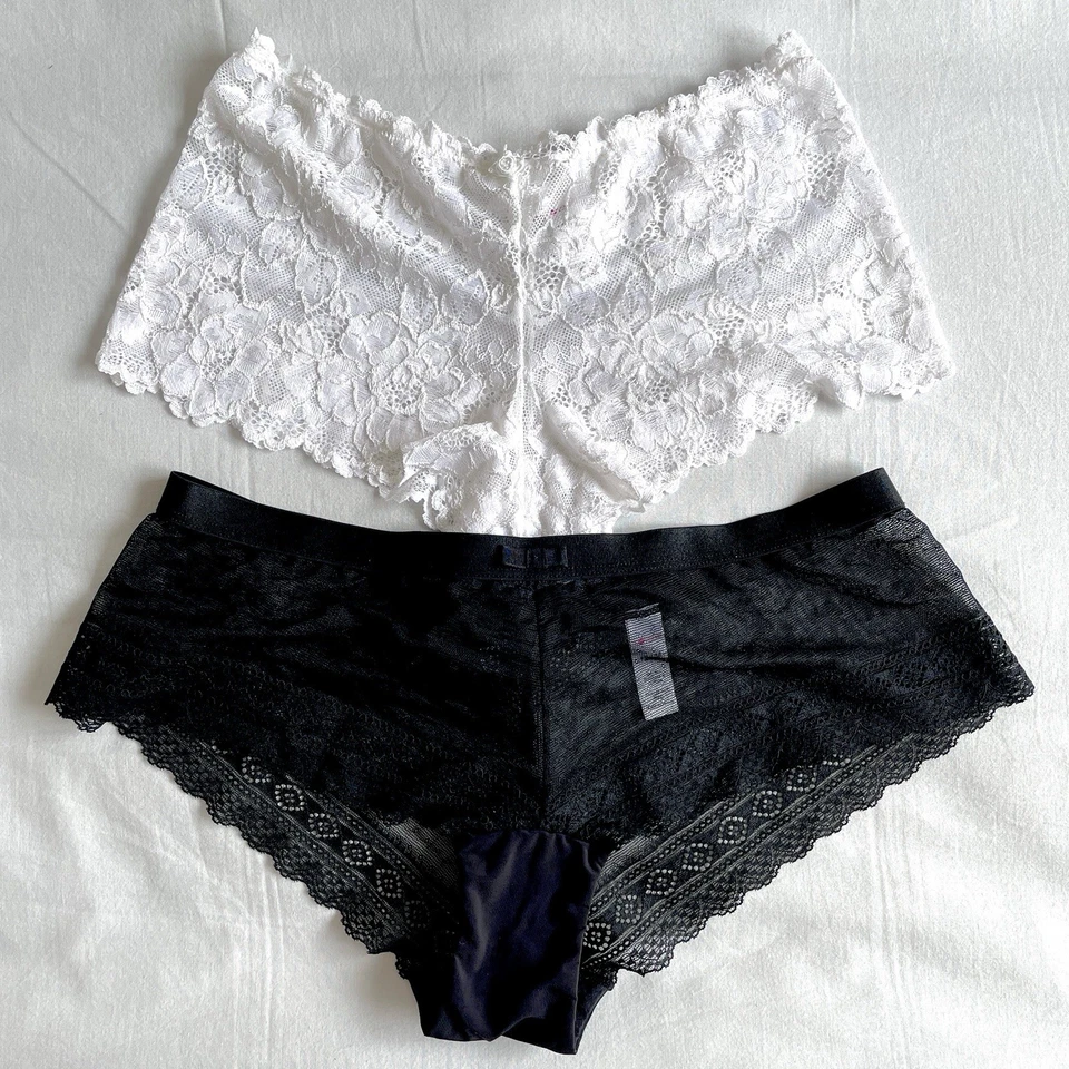 Lovable Size 12 Medium Panties 2 Pairs Bundle Brand New No Tags Black White - Image 1 of 4