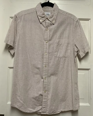 Camisa Sonoma Hombre Abotonada Talla Mediana Beige Rayas Manga Corta Foto 1 de 3