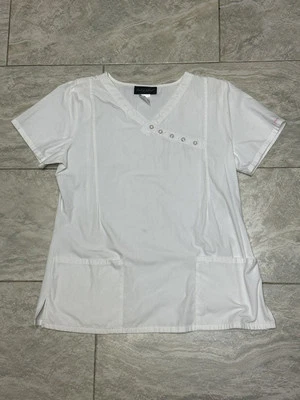 Blusa Médica Baby Phat Logo Perla Snap Para Mujer Blanca Talla Médica Bolsillos Grandes Foto 1 de 4