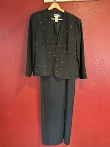 Karen Miller New York abito nero con giacca nera strass, taglia 18 - Foto 1 di 24