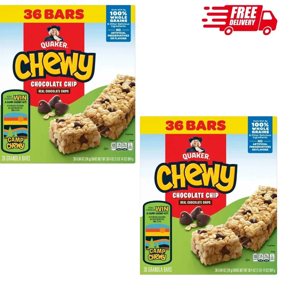 Quaker Chewy Granola Bars, Chocolate Chip Flavor, 0.84 oz, 72 Count - Image 1 of 1