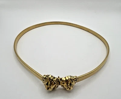 Cinturón elástico vintage Accessocraft NYC doble cabeza de león dorado 23 pulgadas Foto 1 de 4