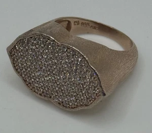Vintage Sterlingsilber CZ Pave Rotgold Grob Ring Größe 6,75 - Bild 1 von 6