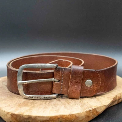 Jack & Jones Hombres Cinturón Vintage Cuero Jeans Cinturón Marrón Talla 34 - Imagen 1 de 4