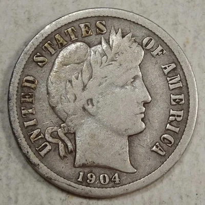 "Монета ""дайм Барбера"" 1904-S, лучшая дата, отличная 0903-06" - Изображение 1 из 3