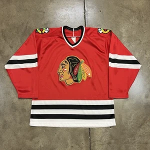 Vintage 80s Chicago Blackhawks Hockey Jersey Medium Red Sweater Embroidered USA - Picture 1 of 10