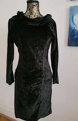 ☆Pannésamtkleid schwarz Gr.M Sylvester ☆Wasserfallkragen Party• festlich☆ - Bild 1 von 4