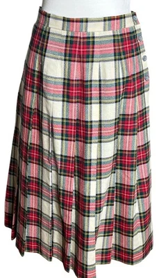 Falda de Lana Deans of Scotland Plisada a Cuadros Midi Heritage Preppy Ecuestre Mujeres 8 Foto 1 de 4