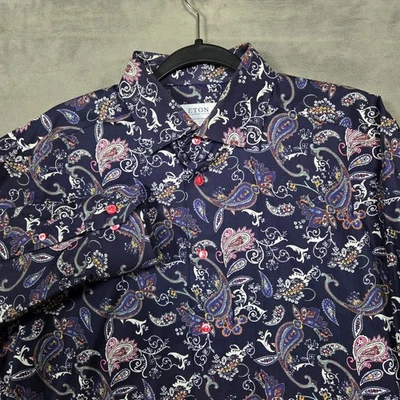 Camisa contemporánea Eton para hombre 16,5/42 cachemira geométrica abotonada AOP Foto 1 de 4