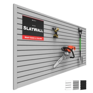 Slatwall Panel Garage Wall Organizer 3h X 4w Grey Heavy Duty Pvc Wall Mounted - Picture 1 of 9