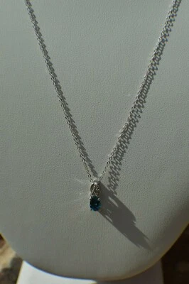 1.28ct London Blue Topaz / Zircon Pendant w/ 20" Chain Platinum over Fine Silver - Image 1 of 3