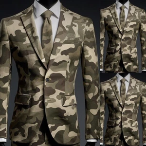 Fashion Men's Suits Camouflage Formal Business Causal Outdoor Prom Tuxedos 2pcs - Picture 1 of 6