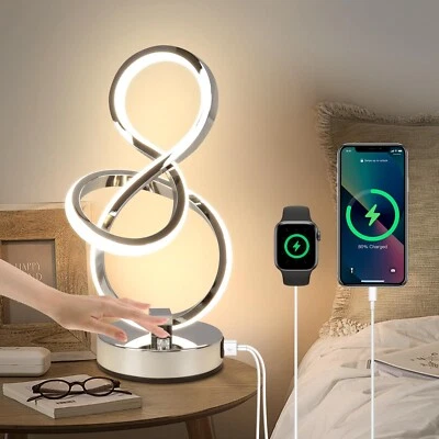 Modern Table Lamp, LED Bedside lamp with USB C+A Ports, Touch Stepless Dimmab... - Image 1 of 4