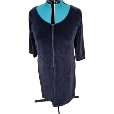 Antigo Vestido Feminino Doncaster Stretch Velour Shift Manga 3/4 Zíper Gótico Tamanho 1X - Imagem 1 de 4