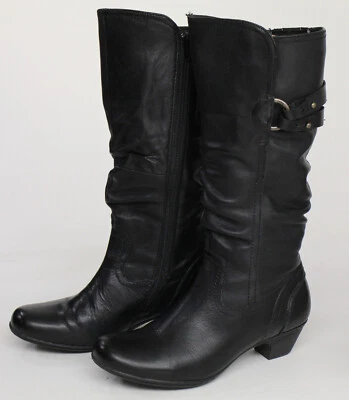 Cobb Hill CBD04BK Women's 8M Black Leather Side Zip Tall Knee High Riding Boots - Image 1 of 4
