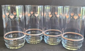 Corelle Forever Yours Hearts & Flowers Tumblers 16 oz Set 4 Drinking Glasses - Picture 1 of 6