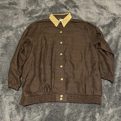 Chaqueta Bon Worth De Colección Para Mujer XL-2X Marrón Academia Cuadros Pata de Gallo Botón Foto 1 de 4