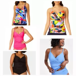 Anne Cole Women's Live In Color Twist Front Underwire Tankini Swim Top - Picture 1 of 13