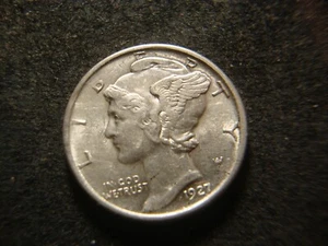 1927-D BU AU Mercury Dime Super Fasces Original Skin NEO - Picture 1 of 3
