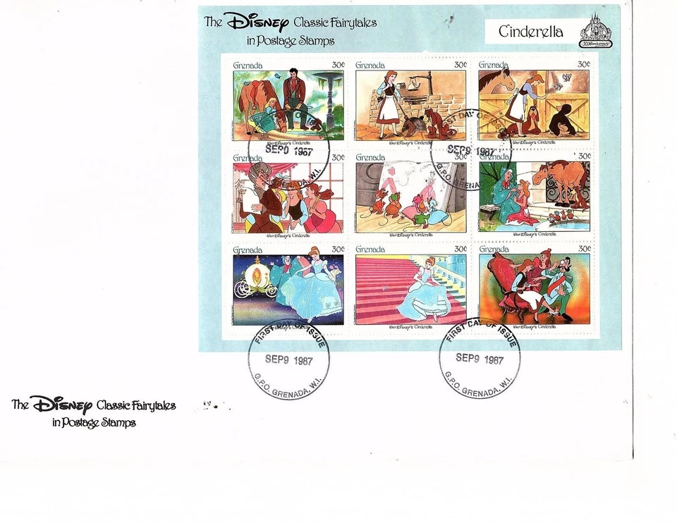 Grenada Stamps Sheet Disney Cinderella   fdc cover sep 9  1987 Scott #1542  mb27 - Image 1 of 1