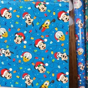 Disney Mickey & Minnie Mouse Christmas JUMBO 100 SF holiday gift wrapping paper - Picture 1 of 4