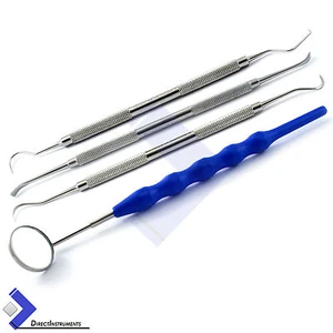 Kit Raschietto Tartaro Explorer 23/17A Falce Scaler Bocca Specchio Manico Strumenti Esame - Foto 1 di 8