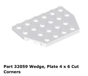 Lego 1x 32059 cuña blanca, placa 4 x 6 esquinas cortadas 7166 - Imagen 1 de 1