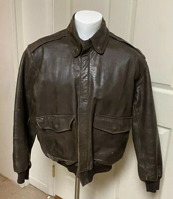 Abrigo Chaqueta De Cuero LL Bean De Colección Hecho en EE. UU. Grande Estilo Bombardero Vuelo Aviador Foto 1 de 4