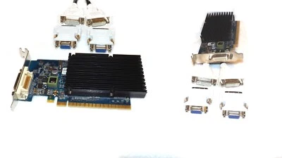 Low Profile SILENT Video Card✔️PCI-E 16x 2.0✔️with 2X DVI-VGA and 2X DVI Adapter - Image 1 of 4