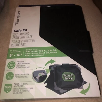 Targus THZ645GL Safe Fit Black/noir 360 Rotating Protective Case 9"-10"Tablet - Image 1 of 3